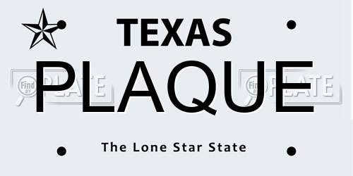 PLAQUE Texas License Plate