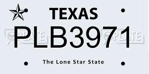 PLB3971 Texas License Plate
