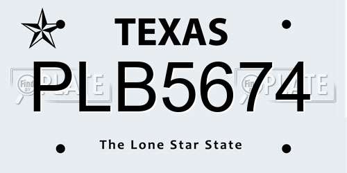 PLB5674 Texas License Plate