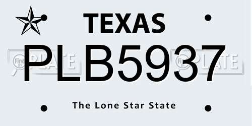 PLB5937 Texas License Plate