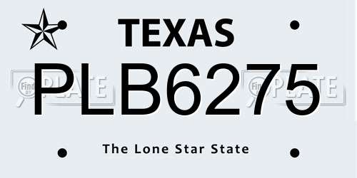 PLB6275 Texas License Plate