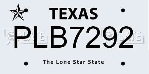 PLB7292 Texas License Plate
