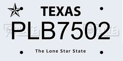 PLB7502 Texas License Plate
