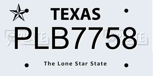PLB7758 Texas License Plate