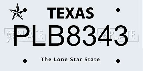 PLB8343 Texas License Plate