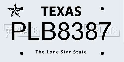 PLB8387 Texas License Plate