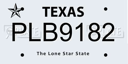 PLB9182 Texas License Plate