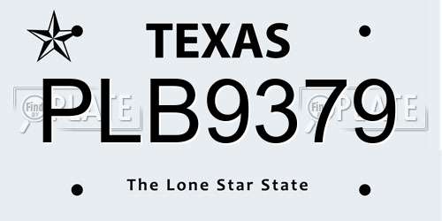 PLB9379 Texas License Plate