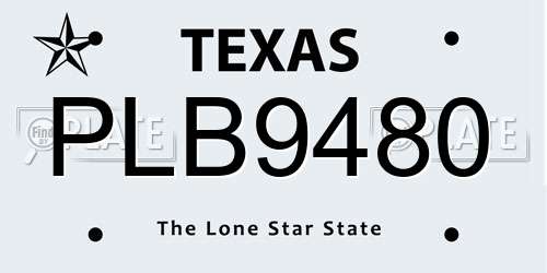 PLB9480 Texas License Plate