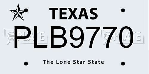 PLB9770 Texas License Plate