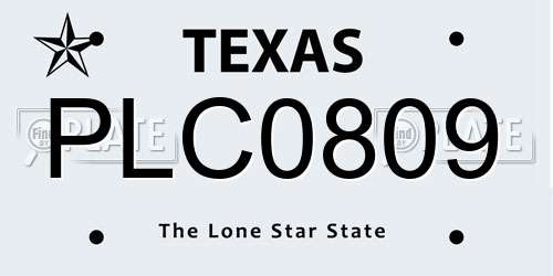 PLC0809 Texas License Plate