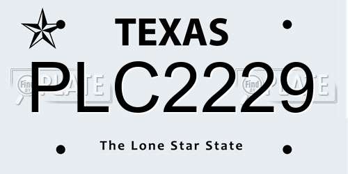 PLC2229 Texas License Plate