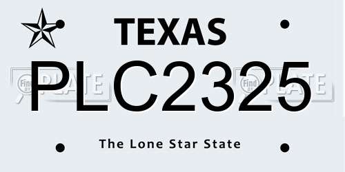 PLC2325 Texas License Plate