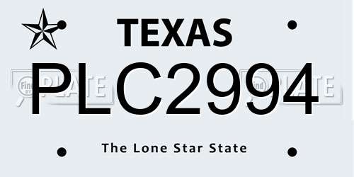 PLC2994 Texas License Plate