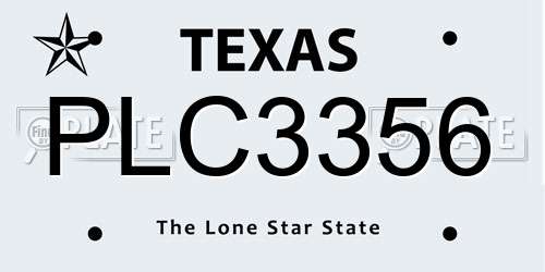 PLC3356 Texas License Plate