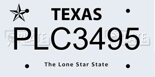 PLC3495 Texas License Plate