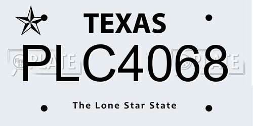 PLC4068 Texas License Plate