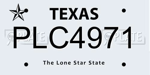 PLC4971 Texas License Plate