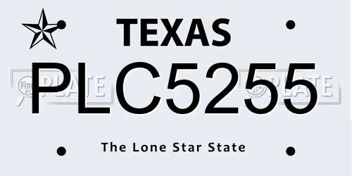 PLC5255 Texas License Plate