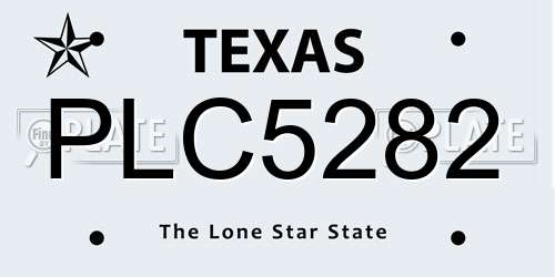 PLC5282 Texas License Plate
