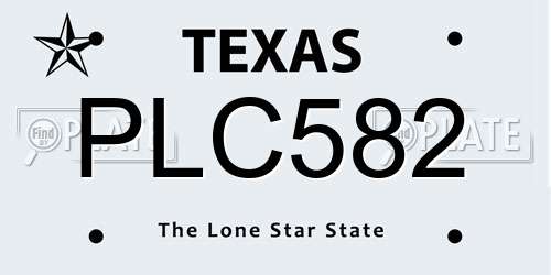 PLC582 Texas License Plate
