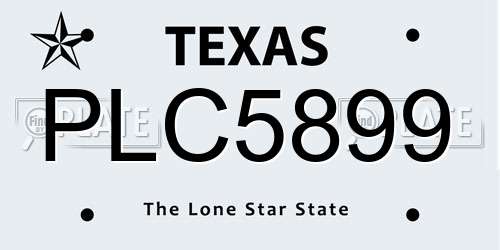 PLC5899 Texas License Plate