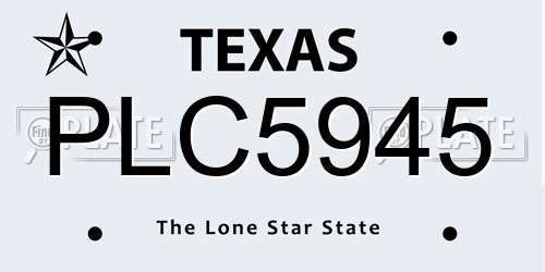 PLC5945 Texas License Plate
