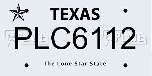 PLC6112 Texas License Plate