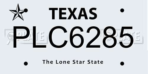 PLC6285 Texas License Plate
