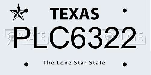 PLC6322 Texas License Plate