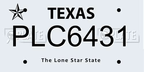 PLC6431 Texas License Plate
