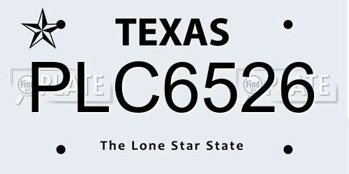 PLC6526 Texas License Plate