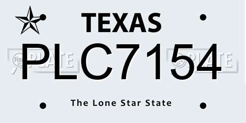 PLC7154 Texas License Plate