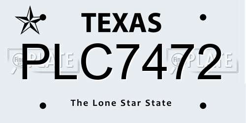 PLC7472 Texas License Plate