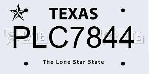 PLC7844 Texas License Plate