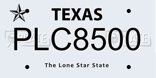 PLC8500 Texas License Plate