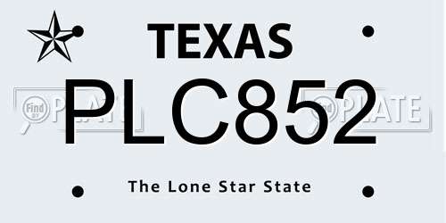 PLC852 Texas License Plate