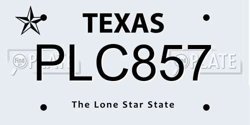 PLC857 Texas License Plate