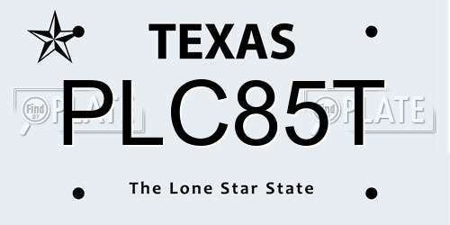 PLC85T Texas License Plate