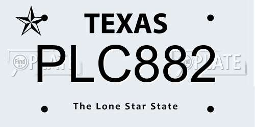 PLC882 Texas License Plate