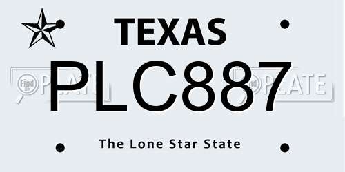 PLC887 Texas License Plate