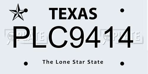 PLC9414 Texas License Plate