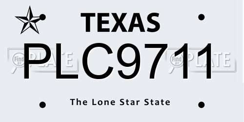 PLC9711 Texas License Plate