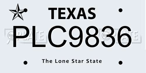 PLC9836 Texas License Plate