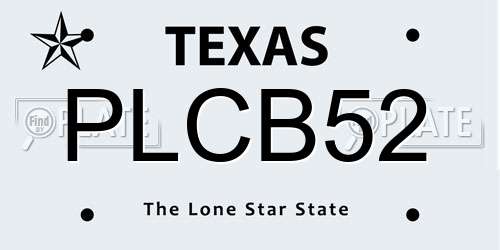 PLCB52 Texas License Plate