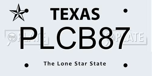 PLCB87 Texas License Plate