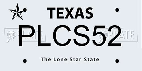 PLCS52 Texas License Plate
