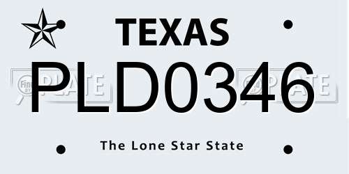 PLD0346 Texas License Plate