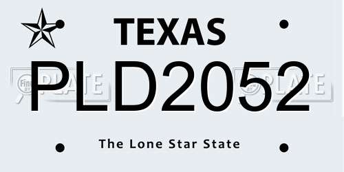 PLD2052 Texas License Plate