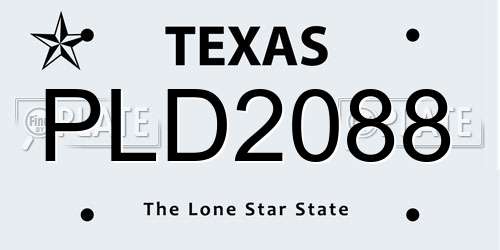 PLD2088 Texas License Plate